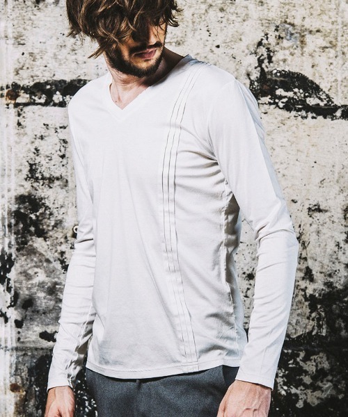 NO ID.(ノーアイディ)の「mlt3455-ギザリヨセルピンタックロンT(Tシャツ/カットソー・メンズ・グレー/ホワイト/ブラック・2/1)」の4枚目の写真
