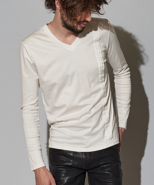 NO ID.(ノーアイディ)の「mlt3455-ギザリヨセルピンタックロンT(Tシャツ/カットソー・メンズ・グレー/ホワイト/ブラック・2/1)」の5枚目の写真