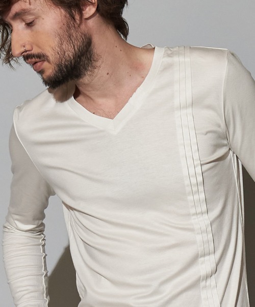 NO ID.(ノーアイディ)の「mlt3455-ギザリヨセルピンタックロンT(Tシャツ/カットソー・メンズ・グレー/ホワイト/ブラック・2/1)」の6枚目の写真