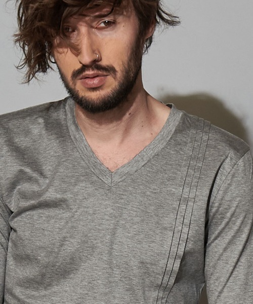 NO ID.(ノーアイディ)の「mlt3455-ギザリヨセルピンタックロンT(Tシャツ/カットソー・メンズ・グレー/ホワイト/ブラック・2/1)」の12枚目の写真