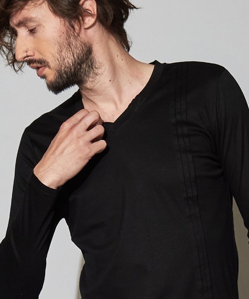 NO ID.(ノーアイディ)の「mlt3455-ギザリヨセルピンタックロンT(Tシャツ/カットソー・メンズ・グレー/ホワイト/ブラック・2/1)」の15枚目の写真