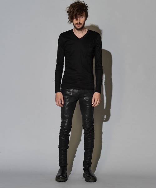 NO ID.(ノーアイディ)の「mlt3455-ギザリヨセルピンタックロンT(Tシャツ/カットソー・メンズ・グレー/ホワイト/ブラック・2/1)」の18枚目の写真