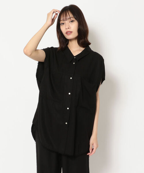 DROIT BELLO（ドロイトベロ）の「DROIT BELLO（ドロイトベロ）加工スリーブレスシャツ（シャツ/ブラウス・レディース・パープル/ブラック・FREE）」の2枚目の写真