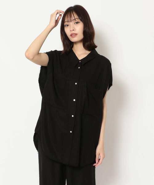 DROIT BELLO（ドロイトベロ）の「DROIT BELLO（ドロイトベロ）加工スリーブレスシャツ（シャツ/ブラウス・レディース・パープル/ブラック・FREE）」の3枚目の写真