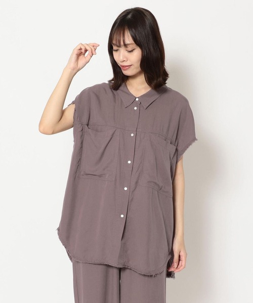 DROIT BELLO（ドロイトベロ）の「DROIT BELLO（ドロイトベロ）加工スリーブレスシャツ（シャツ/ブラウス・レディース・パープル/ブラック・FREE）」の4枚目の写真