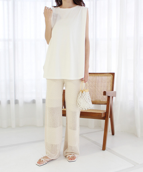 MODE ROBE(モードローブ)の「透かし編みニットワイドパンツ(その他パンツ・レディース・ブラウン/アイボリー・FREE)」の6枚目の写真