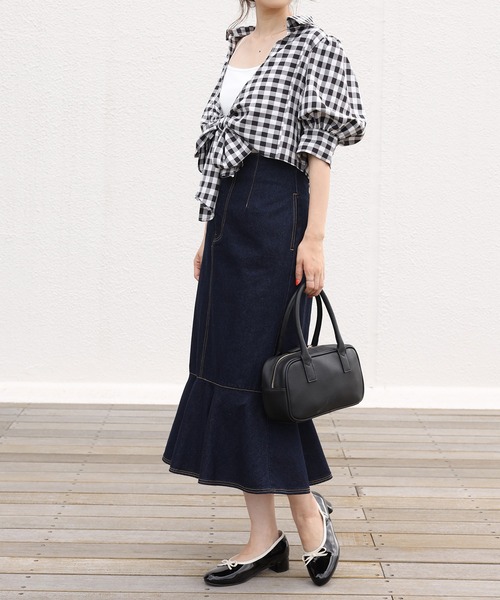 one after another NICE CLAUP（ワンアフターアナザーナイスクラップ）の「フロントリボンブラウス（シャツ/ブラウス・レディース・その他/ブラック×ホワイト/ホワイト系その他・FREE）」の10枚目の写真