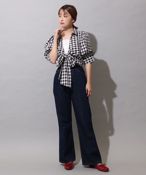 one after another NICE CLAUP（ワンアフターアナザーナイスクラップ）の「フロントリボンブラウス（シャツ/ブラウス・レディース・その他/ブラック×ホワイト/ホワイト系その他・FREE）」の5枚目の写真