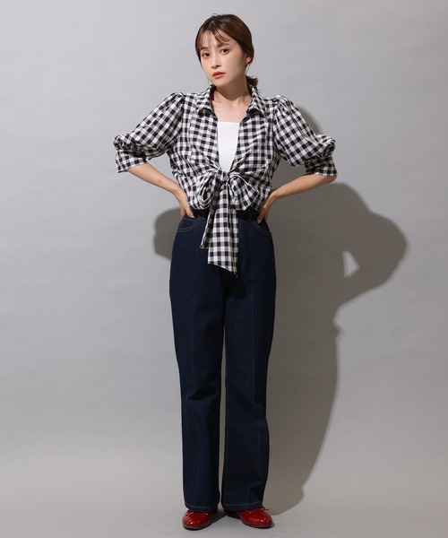 one after another NICE CLAUP（ワンアフターアナザーナイスクラップ）の「フロントリボンブラウス（シャツ/ブラウス・レディース・その他/ブラック×ホワイト/ホワイト系その他・FREE）」の6枚目の写真