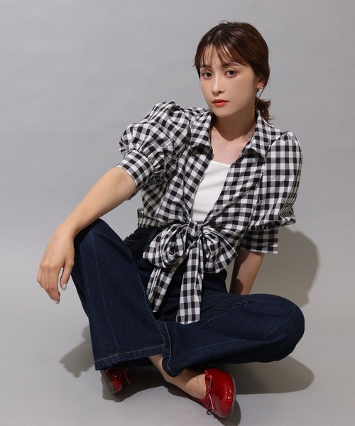 one after another NICE CLAUP（ワンアフターアナザーナイスクラップ）の「フロントリボンブラウス（シャツ/ブラウス・レディース・その他/ブラック×ホワイト/ホワイト系その他・FREE）」の8枚目の写真