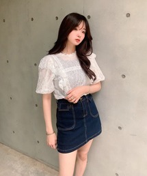 titty＆Co. PETIT by poyo | 【ファッションインフルエンサーPOYO×titty&Co.PETIT 】デニムミニスカパン(デニムスカート)