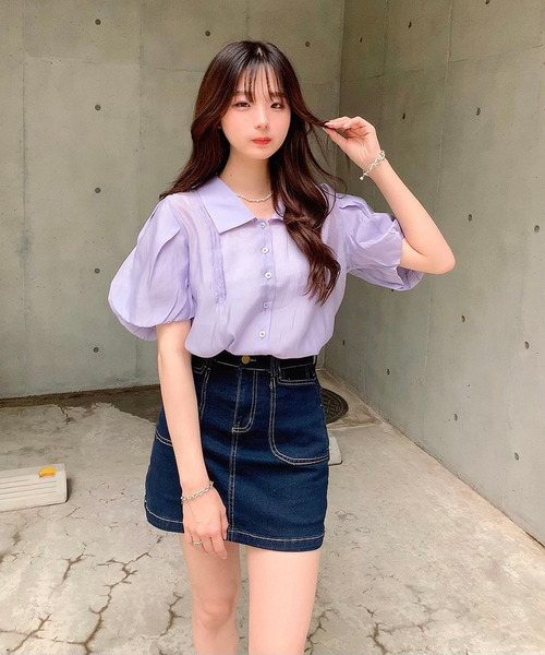 titty＆Co. PETIT by poyo（ティティーアンドコープティバイポヨ）の「【ファッションインフルエンサーPOYO×titty&Co.PETIT 】デニムミニスカパン（デニムスカート・レディース・インディゴブルー・SMALL/MEDIUM）」の7枚目の写真