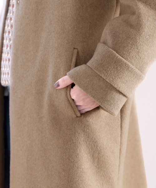 classicalelf（クラシカルエルフ）の「女っぽアウター。大人のノーカラーウールロングコート（ノーカラーコート・レディース・ブラック/ベージュ/グレー・MEDIUM/LARGE/X-LARGE）」の17枚目の写真