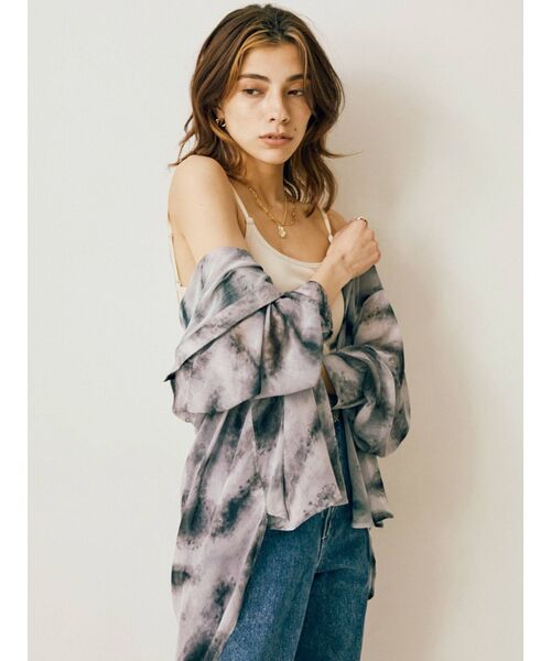 EVRIS（エヴリス）の「original marble シアーシャツ（シャツ/ブラウス・レディース・ブラウン/グレー・FREE）」の4枚目の写真