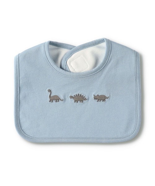 BRANSHES（ブランシェス）の「恐竜刺繍スタイ（スタイ/よだれかけ・キッズ・ベージュ/サックスブルー・F）」の2枚目の写真