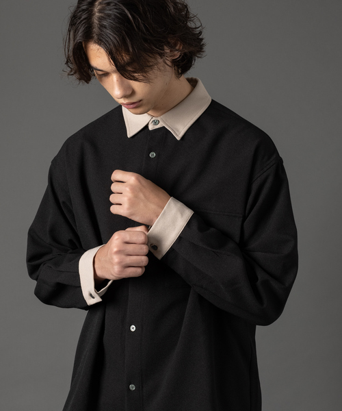 MYSELF ABAHOUSE（マイセルフアバハウス）の「【MYSELF ABAHOUSE】セットアップ対応 アムンゼン CPO シャツブルゾン【セットアップ対応】（シャツ/ブラウス・メンズ・チャコールグレー/アイボリー/キャメル/ダークグリーン/ブラック・46/48）」の3枚目の写真