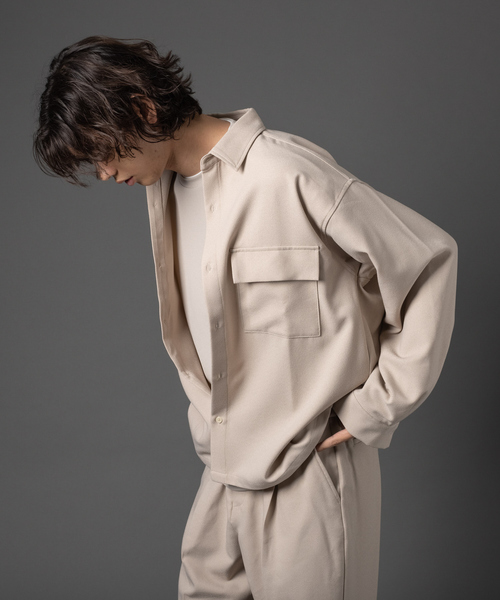 MYSELF ABAHOUSE（マイセルフアバハウス）の「【MYSELF ABAHOUSE】セットアップ対応 アムンゼン CPO シャツブルゾン【セットアップ対応】（シャツ/ブラウス・メンズ・チャコールグレー/アイボリー/キャメル/ダークグリーン/ブラック・46/48）」の8枚目の写真