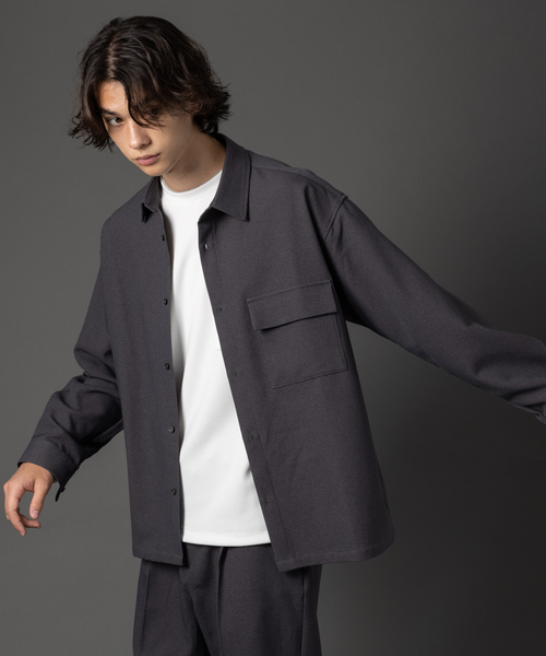 MYSELF ABAHOUSE（マイセルフアバハウス）の「【MYSELF ABAHOUSE】セットアップ対応 アムンゼン CPO シャツブルゾン【セットアップ対応】（シャツ/ブラウス・メンズ・チャコールグレー/アイボリー/キャメル/ダークグリーン/ブラック・46/48）」の18枚目の写真