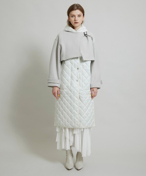 CASA FLINE（カーサフライン）の「【CASA FLINE(カーサフライン)】ウールキルティングフードコート 1214307005（その他アウター・レディース・アイボリー/カーキ・FREE）」の3枚目の写真