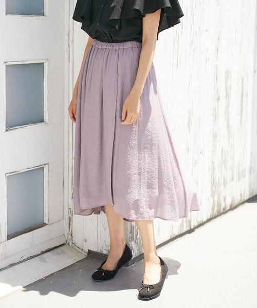 Rewde(ルゥデ)の「ラップ風アシメスカート(1R10-07226)(スカート・レディース・ブラック/ベージュ/モーブ系・S/M/L)」の3枚目の写真