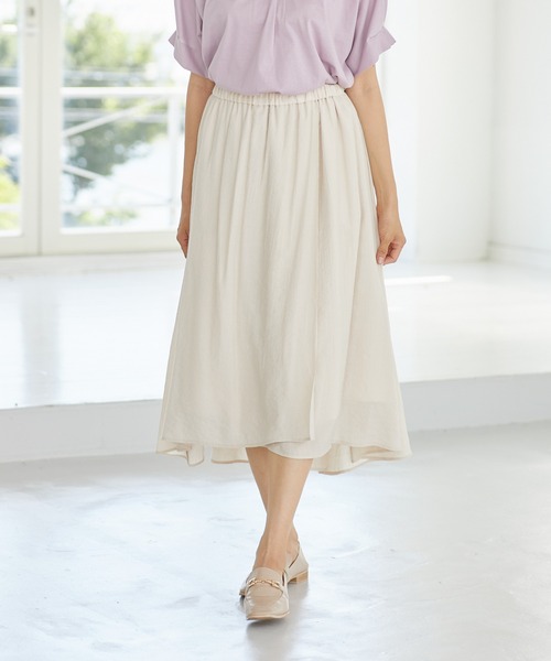 Rewde(ルゥデ)の「ラップ風アシメスカート(1R10-07226)(スカート・レディース・ブラック/ベージュ/モーブ系・S/M/L)」の2枚目の写真