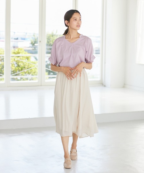 Rewde(ルゥデ)の「ラップ風アシメスカート(1R10-07226)(スカート・レディース・ブラック/ベージュ/モーブ系・S/M/L)」の16枚目の写真