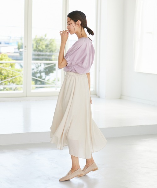 Rewde(ルゥデ)の「ラップ風アシメスカート(1R10-07226)(スカート・レディース・ブラック/ベージュ/モーブ系・S/M/L)」の6枚目の写真