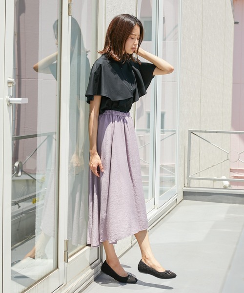 Rewde(ルゥデ)の「ラップ風アシメスカート(1R10-07226)(スカート・レディース・ブラック/ベージュ/モーブ系・S/M/L)」の13枚目の写真