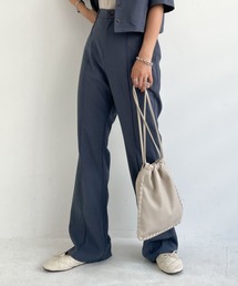 【setupにも】タイニーチェックフレアパンツ