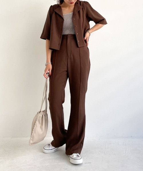 archives（アルシーヴ）の「【setupにも】タイニーチェックフレアパンツ（その他パンツ・レディース・ブルー/モカ/ブラック/ブラウン・MEDIUM）」の10枚目の写真