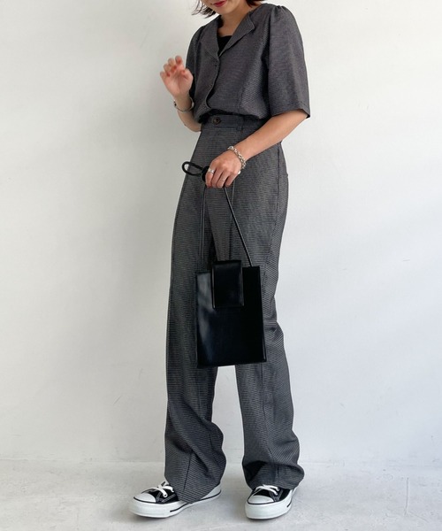 archives（アルシーヴ）の「【setupにも】タイニーチェックフレアパンツ（その他パンツ・レディース・ブルー/モカ/ブラック/ブラウン・MEDIUM）」の12枚目の写真