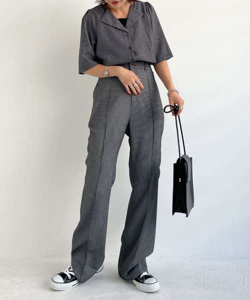 archives（アルシーヴ）の「【setupにも】タイニーチェックフレアパンツ（その他パンツ・レディース・ブルー/モカ/ブラック/ブラウン・MEDIUM）」の6枚目の写真