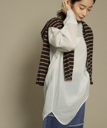 KBF | 【WEB/一部店舗限定】タックスリーブコットンボイルシアーシャツ(シャツ/ブラウス)