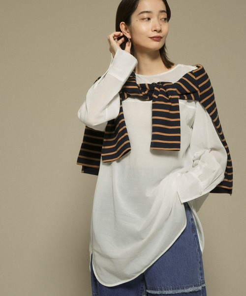 KBF(ケイビーエフ)の「タックスリーブコットンボイルシアーシャツ(シャツ/ブラウス・レディース・オフホワイト/ブラウン系その他/ブラック・ONE)」の14枚目の写真