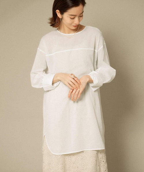 KBF(ケイビーエフ)の「タックスリーブコットンボイルシアーシャツ(シャツ/ブラウス・レディース・オフホワイト/ブラウン系その他/ブラック・ONE)」の8枚目の写真