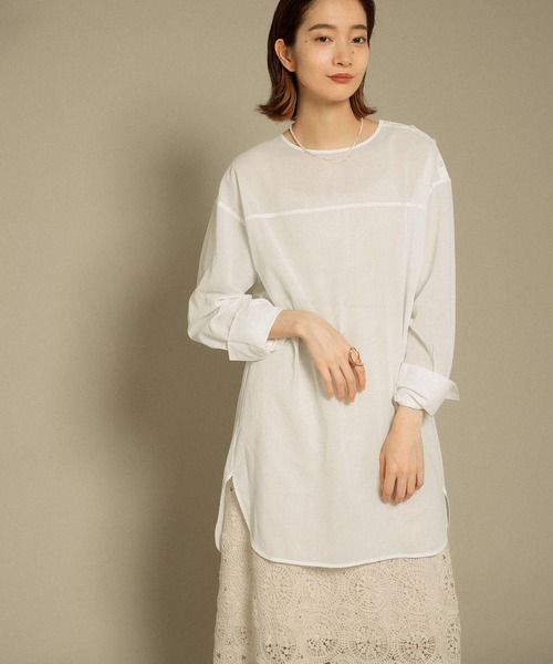 KBF(ケイビーエフ)の「タックスリーブコットンボイルシアーシャツ(シャツ/ブラウス・レディース・オフホワイト/ブラウン系その他/ブラック・ONE)」の12枚目の写真