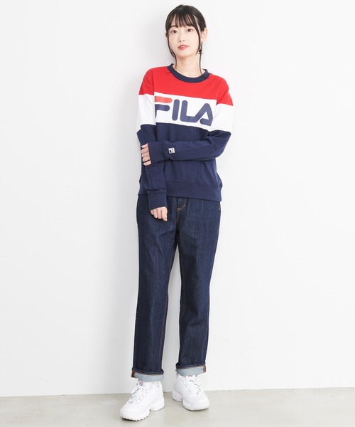 FILA(フィラ)の「FILA/フィラ ロゴプリント 配色切替 ビックシルエット トレーナー スウェット(スウェット・レディース・ネイビー/レッド/グレー/ホワイト/ブルー系その他・M/L/LL)」の7枚目の写真