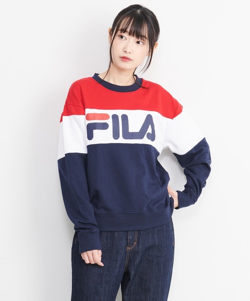 FILA(フィラ)の「FILA/フィラ ロゴプリント 配色切替 ビックシルエット トレーナー スウェット(スウェット・レディース・ネイビー/レッド/グレー/ホワイト/ブルー系その他・M/L/LL)」の8枚目の写真