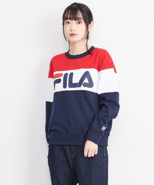 FILA(フィラ)の「FILA/フィラ ロゴプリント 配色切替 ビックシルエット トレーナー スウェット(スウェット・レディース・ネイビー/レッド/グレー/ホワイト/ブルー系その他・M/L/LL)」の9枚目の写真