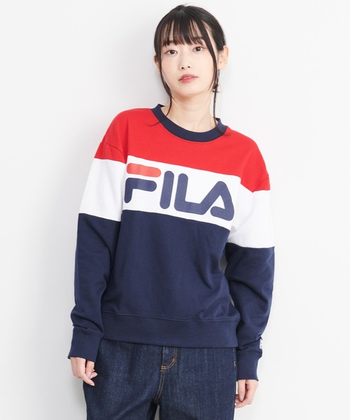 FILA(フィラ)の「FILA/フィラ ロゴプリント 配色切替 ビックシルエット トレーナー スウェット(スウェット・レディース・ネイビー/レッド/グレー/ホワイト/ブルー系その他・M/L/LL)」の6枚目の写真