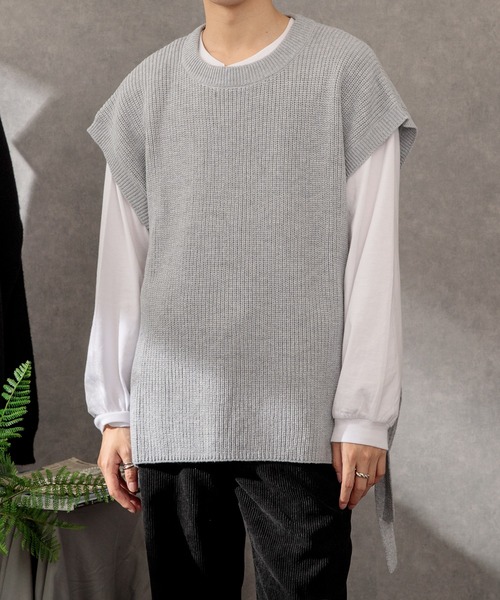 Adoon plain（アドーンプレーン）の「【Adoon plain】サイドムスビニットベスト（ベスト・メンズ・グレー/マスタード/オフホワイト/サンドベージュ/グリーン・LARGE/MEDIUM）」の3枚目の写真