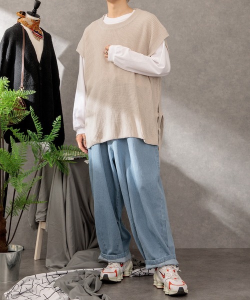 Adoon plain（アドーンプレーン）の「【Adoon plain】サイドムスビニットベスト（ベスト・メンズ・グレー/マスタード/オフホワイト/サンドベージュ/グリーン・LARGE/MEDIUM）」の10枚目の写真