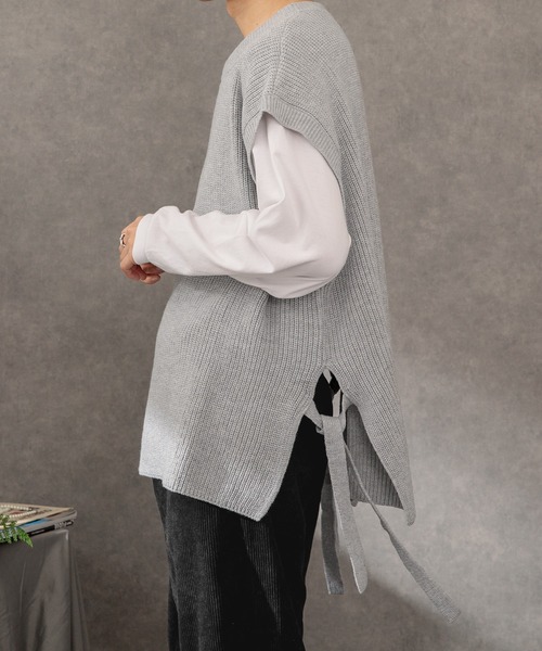 Adoon plain（アドーンプレーン）の「【Adoon plain】サイドムスビニットベスト（ベスト・メンズ・グレー/マスタード/オフホワイト/サンドベージュ/グリーン・LARGE/MEDIUM）」の7枚目の写真