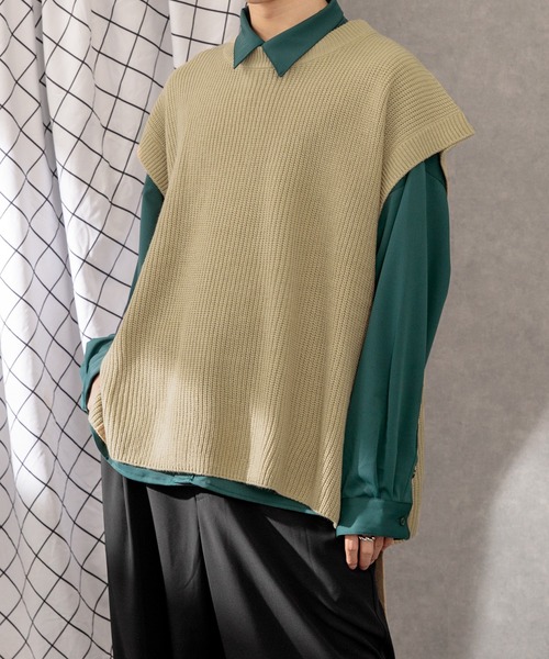 Adoon plain（アドーンプレーン）の「【Adoon plain】サイドムスビニットベスト（ベスト・メンズ・グレー/マスタード/オフホワイト/サンドベージュ/グリーン・LARGE/MEDIUM）」の12枚目の写真