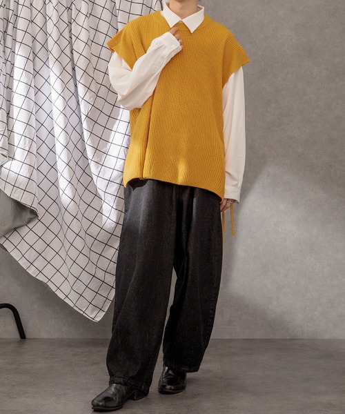 Adoon plain（アドーンプレーン）の「【Adoon plain】サイドムスビニットベスト（ベスト・メンズ・グレー/マスタード/オフホワイト/サンドベージュ/グリーン・LARGE/MEDIUM）」の17枚目の写真