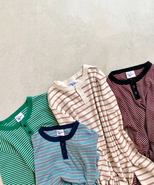 MILLER（ミラー）の「MillerボーダーヘンリーTee（Tシャツ/カットソー・レディース・グリーン/ホワイト/ブルー/レッド・FREE）」の2枚目の写真