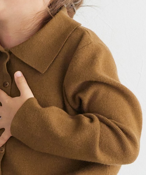 lulpini(ルルピー二)の「kids もっちりポロニット(ニット/セーター・キッズ・キャメル/ネイビー×ホワイト・S/M/L)」の17枚目の写真