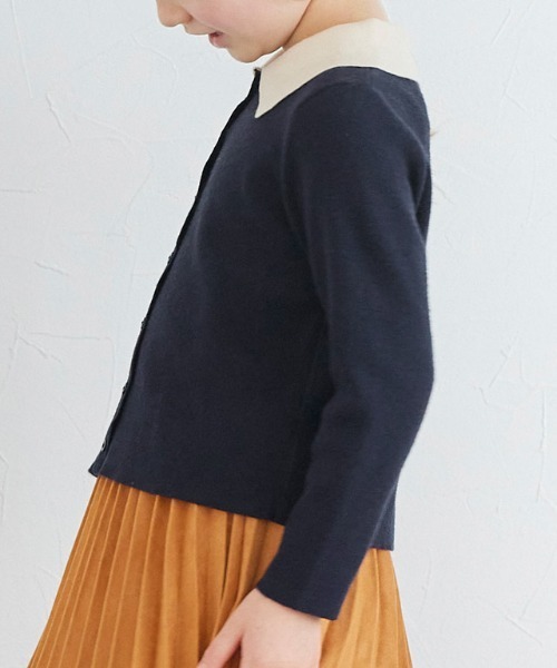 lulpini(ルルピー二)の「kids もっちりポロニット(ニット/セーター・キッズ・キャメル/ネイビー×ホワイト・S/M/L)」の16枚目の写真