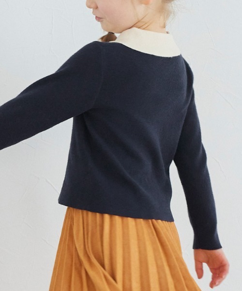 lulpini(ルルピー二)の「kids もっちりポロニット(ニット/セーター・キッズ・キャメル/ネイビー×ホワイト・S/M/L)」の13枚目の写真