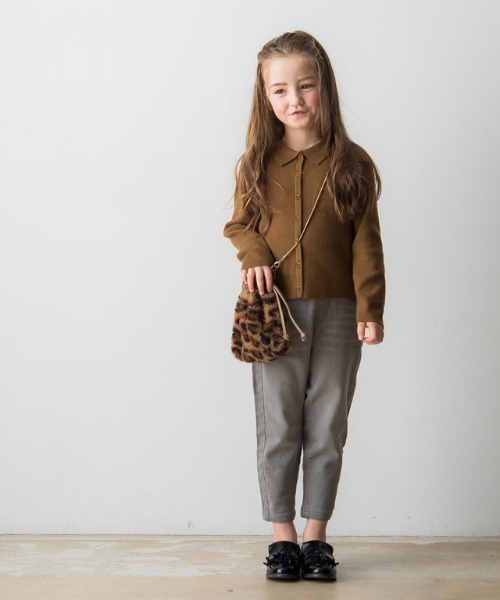 lulpini(ルルピー二)の「kids もっちりポロニット(ニット/セーター・キッズ・キャメル/ネイビー×ホワイト・S/M/L)」の6枚目の写真